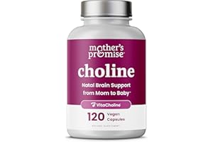 MOTHER'S PROMISE Prenatal Choline Supplements 550mg | 120 Capsules | Supports Baby’s Brain Development & Cognitive Function During Pregnancy & Nursing | Ultra Pure Natal VitaCholine, Vegan Choline Bitartrate for Women