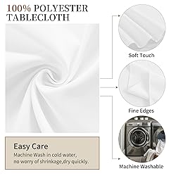 REWOMC 10 Pack Round Tablecloths - 90 Inch, White