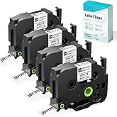 EazeID 18mm Label Tape TZe-241 Compatible with Brother P Touch Tze TZ Tape 18mm 0.7 Laminated White TZe241 for PTouch Label Maker PTD410 PT-D400 PT-D610BT PTD600, D480BT P780BT Label Tape, 3/4Inch 4PK