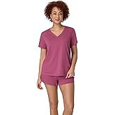 Hanes womens Pajamas Set, Originals Supersoft Sleepwear for Women, V-neck T-shirt & Sleep Shorts Loungewear Set