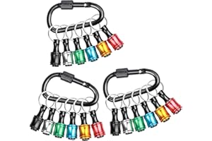 Sopclane 18PCS 1/4 Hex Shank Drill Bit Holder Keychain Extension Bar Quick Release Bit Holders for Impact Driver Drill Bit, Screwdriver Bit Holder, Tools and Gifts for Men