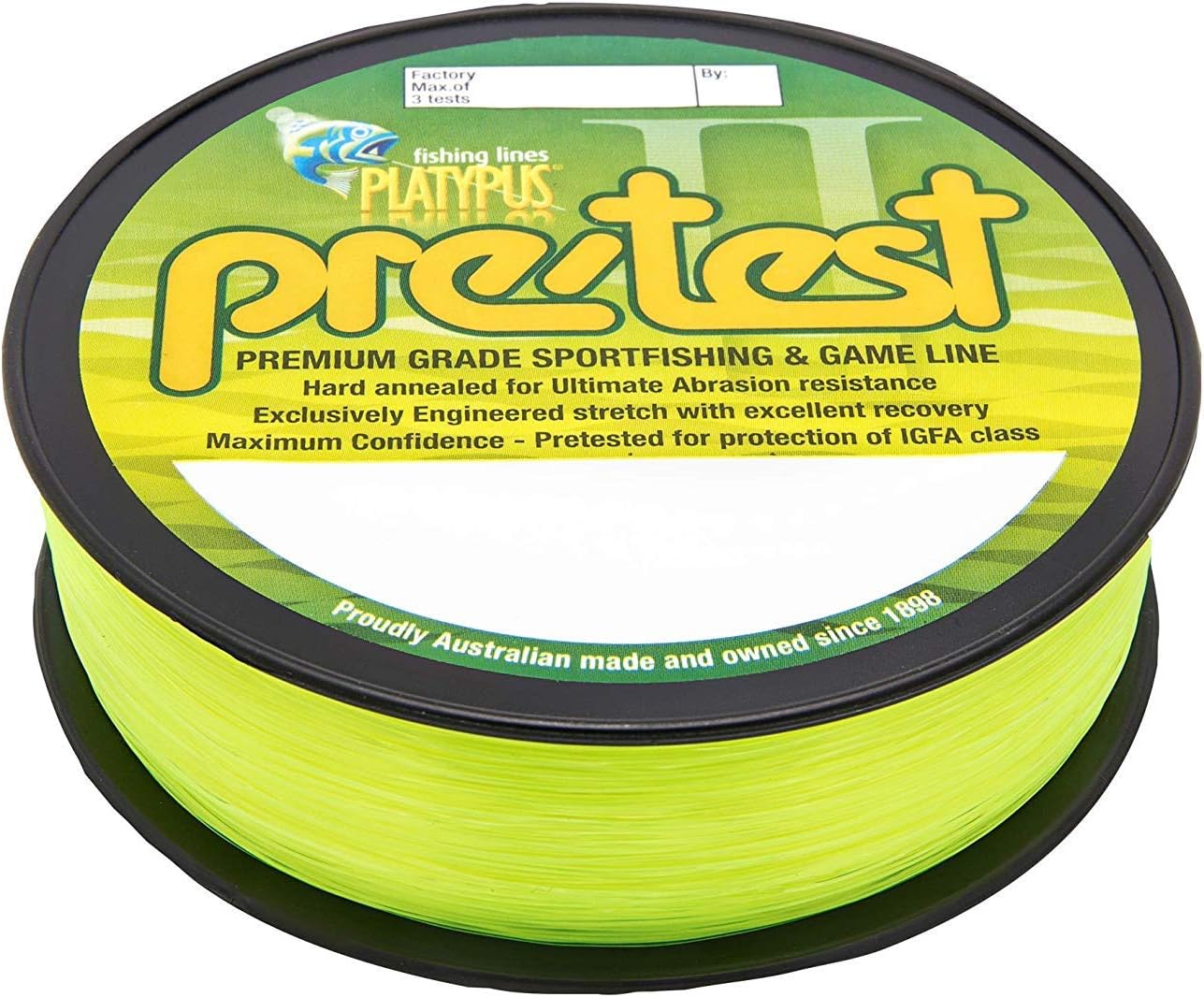 Platypus Pre-Test Premium Sportfishing Line - IGFA Tested for World Records (High Vis Yellow)