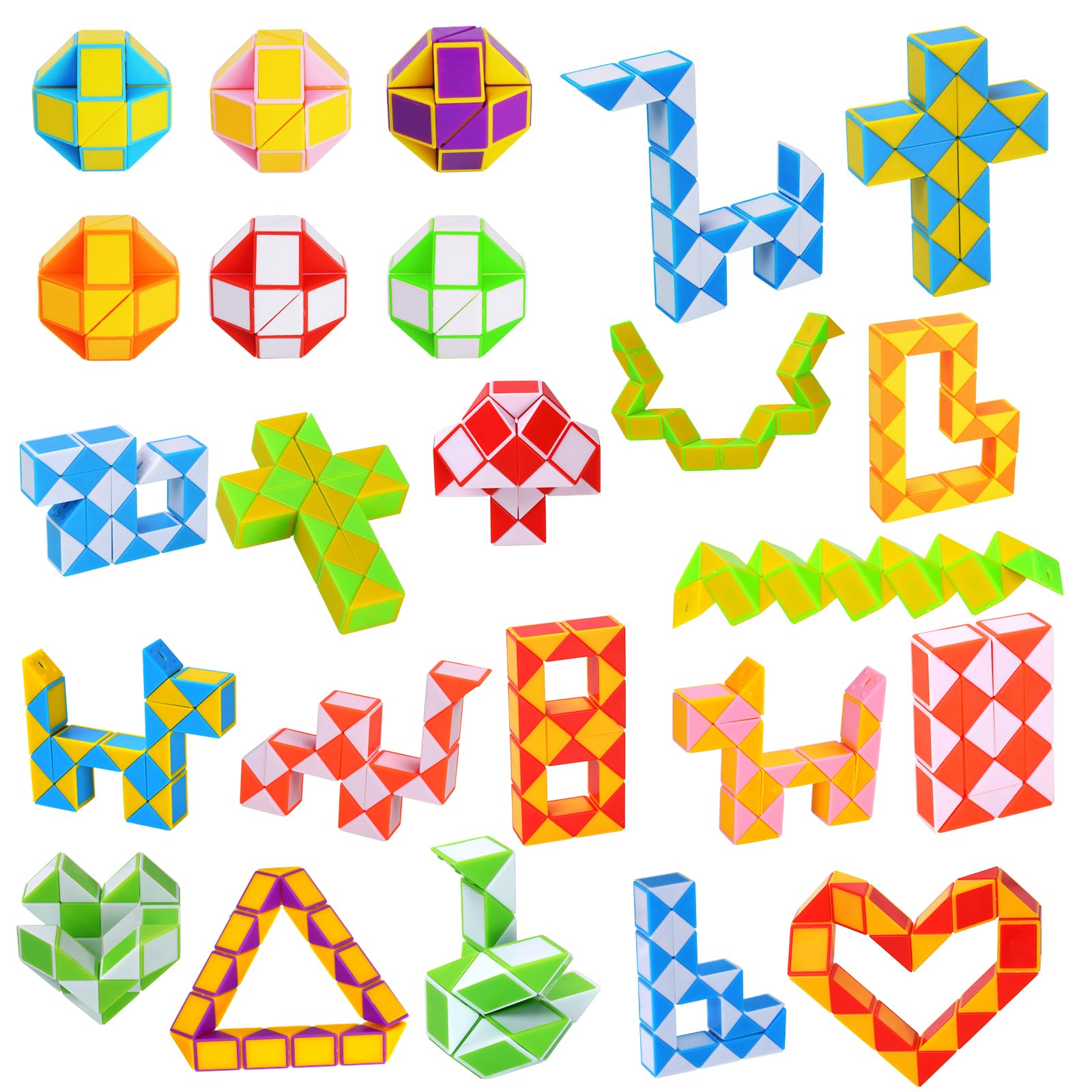 Ainiv Magic Snake Cube, 24 Pack 24 Blocks Mini Fidget Snake Cube, Fidget Snake Toy for Kids, Mini Twist Puzzle Cubes, Party Supplies, Birthday Party Favors, Goodie Bags Fillers, Random Color — image 1