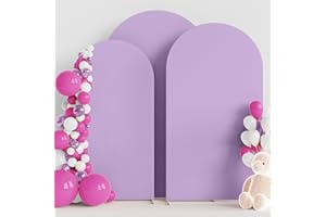 Wokceer Wedding Arch Backdrop Cover (7.2FT, 6.6FT, 6FT) Set of 3 Spandex Fitted Wedding Arch Stand Covers for Round Top Chiara Backdrop Stands Cover for Birthday Party Ceremony Decor Lavender