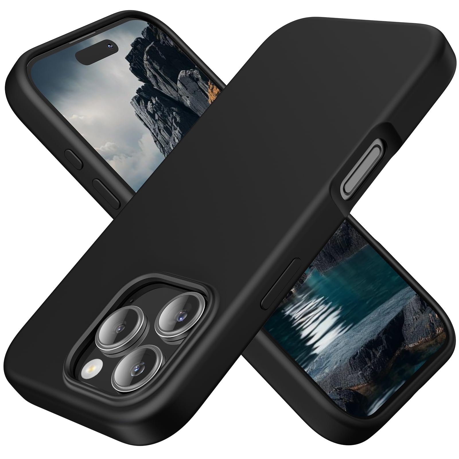 TAXXOE Silicone Case Compatible with iPhone 16 Pro Case Soft Ultra Slim Protective Shockproof Liquid Silicone Phone Case,Anti-Scratch Microfiber Lining, 6.3" Black