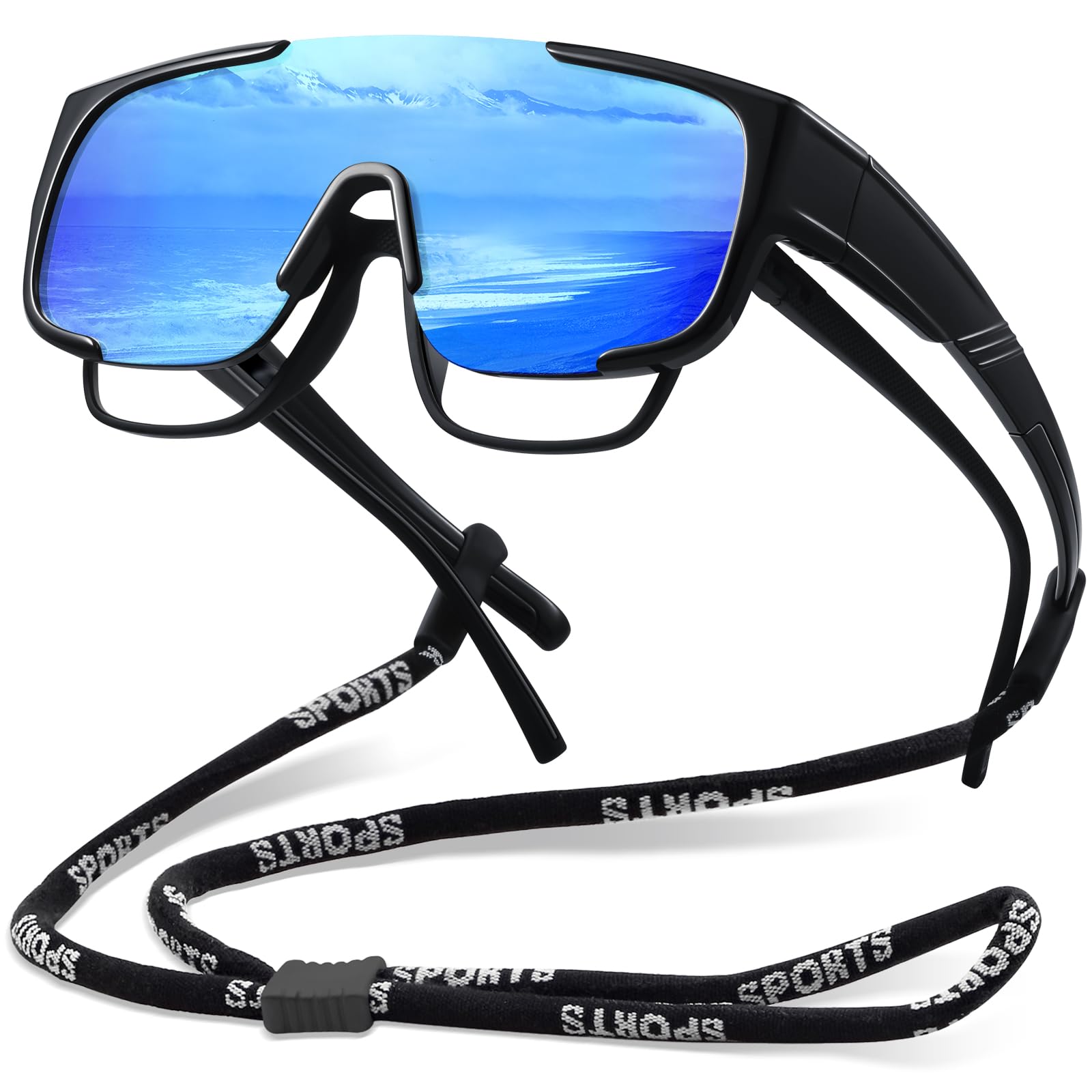 Fit Over Glasses Sunglasses for Men Polarized Sun Glasses Sports Wrap for Driving Cycling Running UV400 Protection