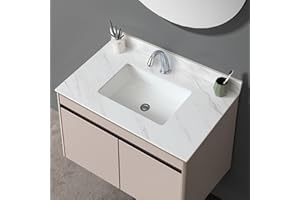 LEGENDSTONE 37" Bathroom Vanity Top with Ceramic Undermount Sink & Backsplash,Calacatta White Sintered Stone Counter Top, Single Hole Vanity Sink Top