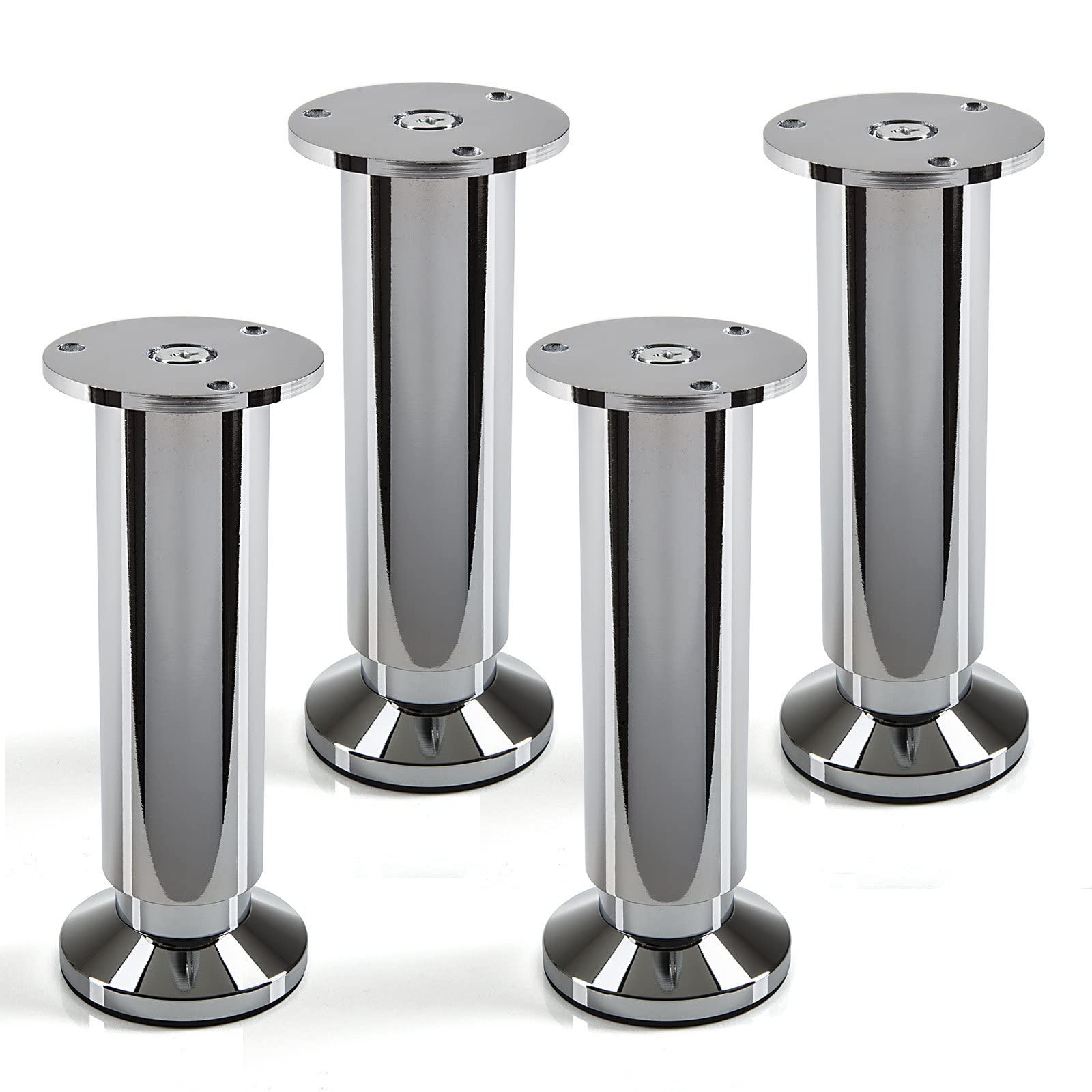 Set of 4 SO-TECH® Furniture Legs "Alpha" Adjustable Height Chrome Polished Loading Capacity up to 250 kg Height 150 mm