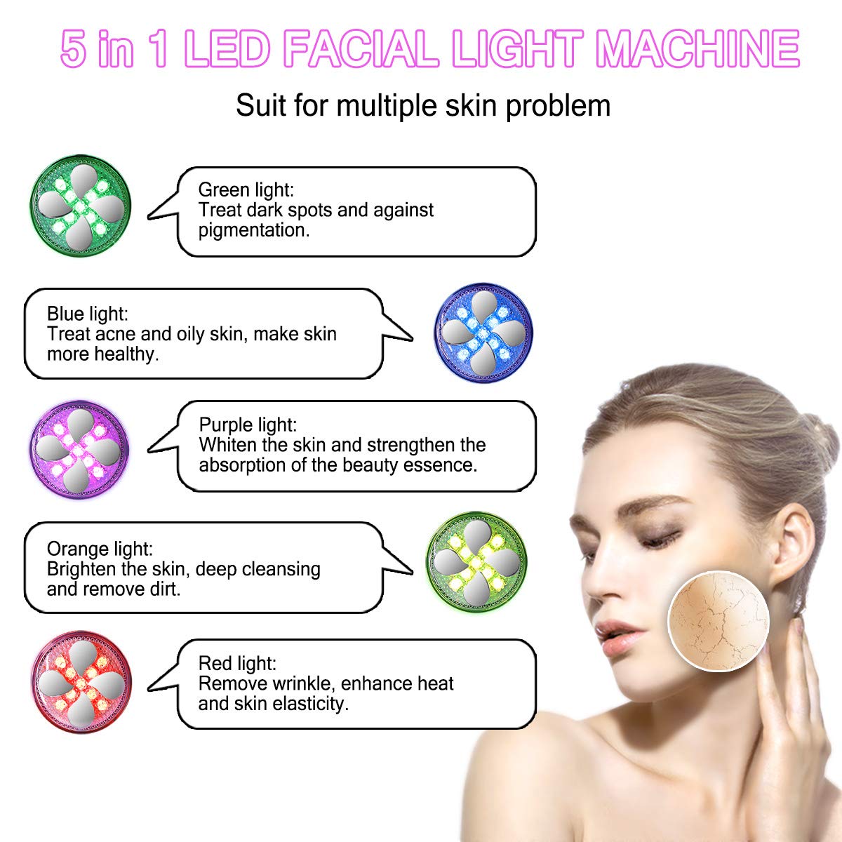 Facial Device 4 in 1 Color Face Beauty Machine: Beauty