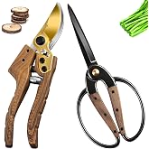 Dekeliy 2Pack Garden Pruning Shears Set: Ultra Sharp SK5 Blade Gardening Shears &amp; Precision Garden Scissors,Wood Like&amp;Wide Walnut Ergonomic Handle,Perfect for Plant,Bonsai,Shrub,floral,Branch Trimming