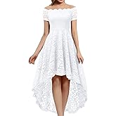 Dressystar Women's Lace Cocktail Dress Hi-Lo Off Shoulder Bridesmaid Swing Formal Party Dress