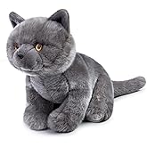 ZHONGXIN MADE British Short Cat Stuffed Animal - 11 inch Plush Toy Grey Cat, Soft Toy Cat for Kids (British Shorthair Cat 2)
