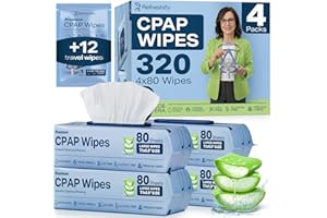 CPAP Mask Wipes (320 Count) + 8 Travel - Premium Large and Moist Cleaning Wipes for Mask | Cleaner, Unscented, CPAP Cleaning 