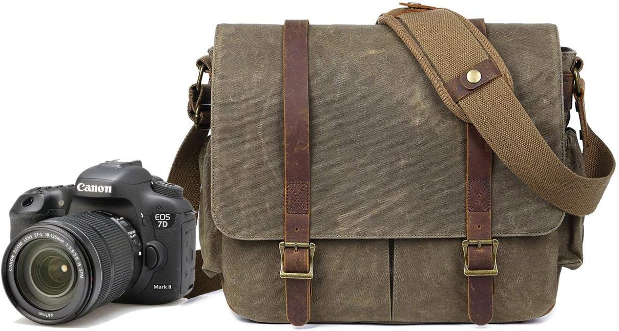 DSLR Camera Messenger Bag Waterproof Vintage Canvas with