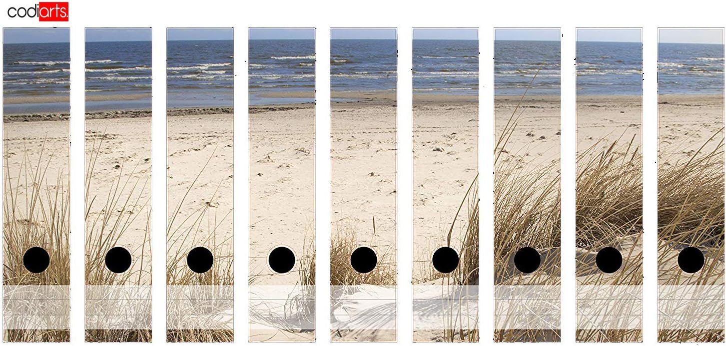 codiarts. Self-Adhesive Folder Spine, Label Set for 9 Wide Folders, Punched with Finger Hole, Spine Label Wide, Dune Beach & Sea - Image 4