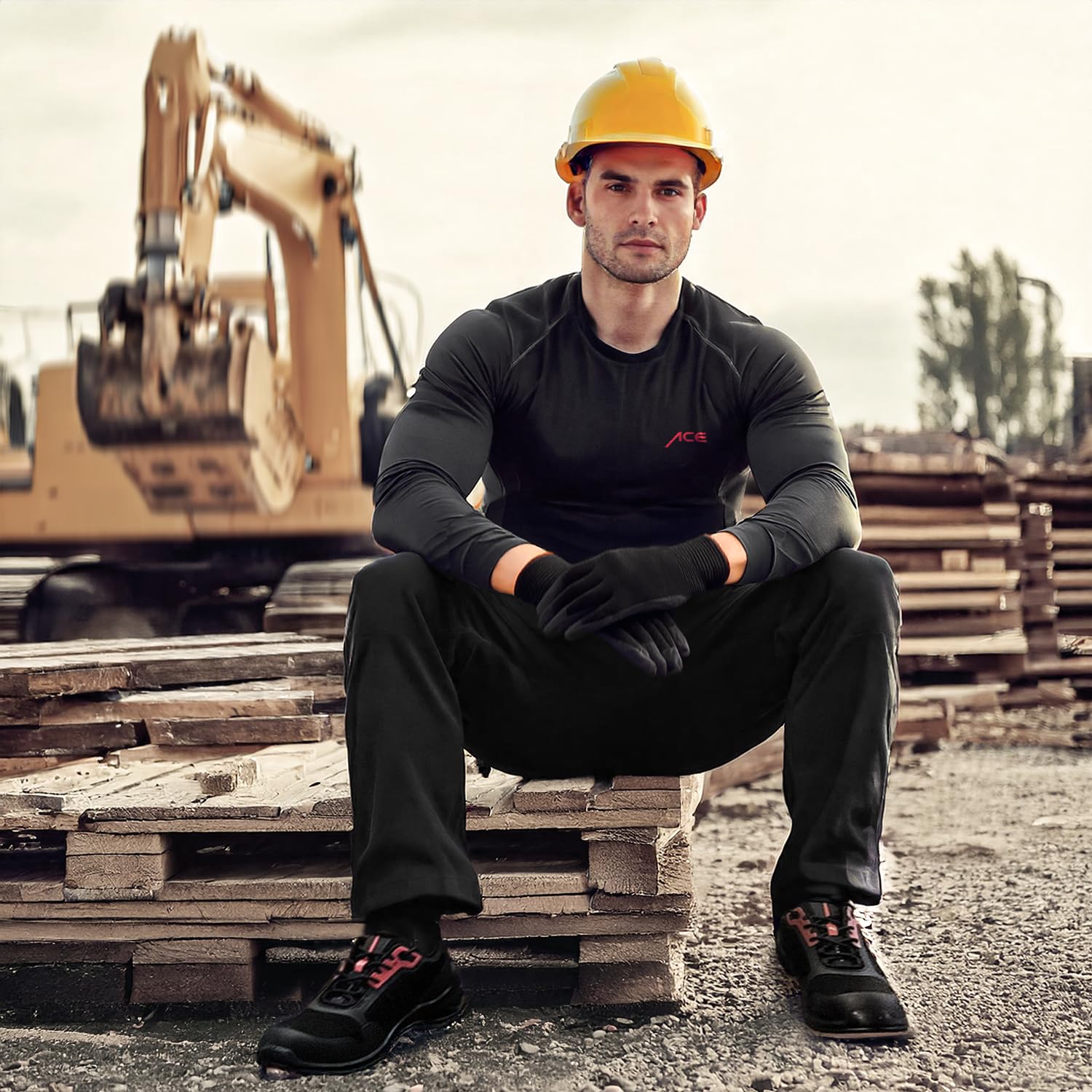 ACE Constructor S3 Arbeitsschuhe - leicht, rutschfest & wasserabweisend - Sicherheitsschuhe für Damen & Herren - Schwarz/Rot - 45 2