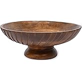 EDHAS Mango Wood Decorative Wooden Bowl Hand Carved Home Decor for Dining Table Center, Living Room, Kitchen Décor (12" x 12' x 4.75")