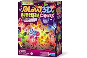 4M KidzMaker 3D Glow Butterfly Canvas, Multicolored Light-Up Wall Art for Room Decoration
