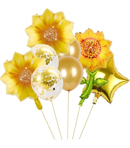 5-Pack Daisy Flower Balloons - 30 Inch Yellow Flower Party Decorations