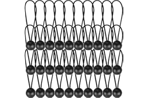Ouskr Ball Bungee Cords 6 Inch, 50 Pcs Heavy Duty Bungee Balls, Tarp Bungee with Balls, Black High Elastic Stretch Ball Bungee Ties Tarp Canopy Tie Down for Shelter, Tent Poles, Camping, Cargo