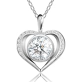 Pistha Heart Pendant Necklace for Women, 1-3 Carat Moissanite Necklace Gifts for Anniversary Birthday Jewelry for Wife Girlfriend Mom