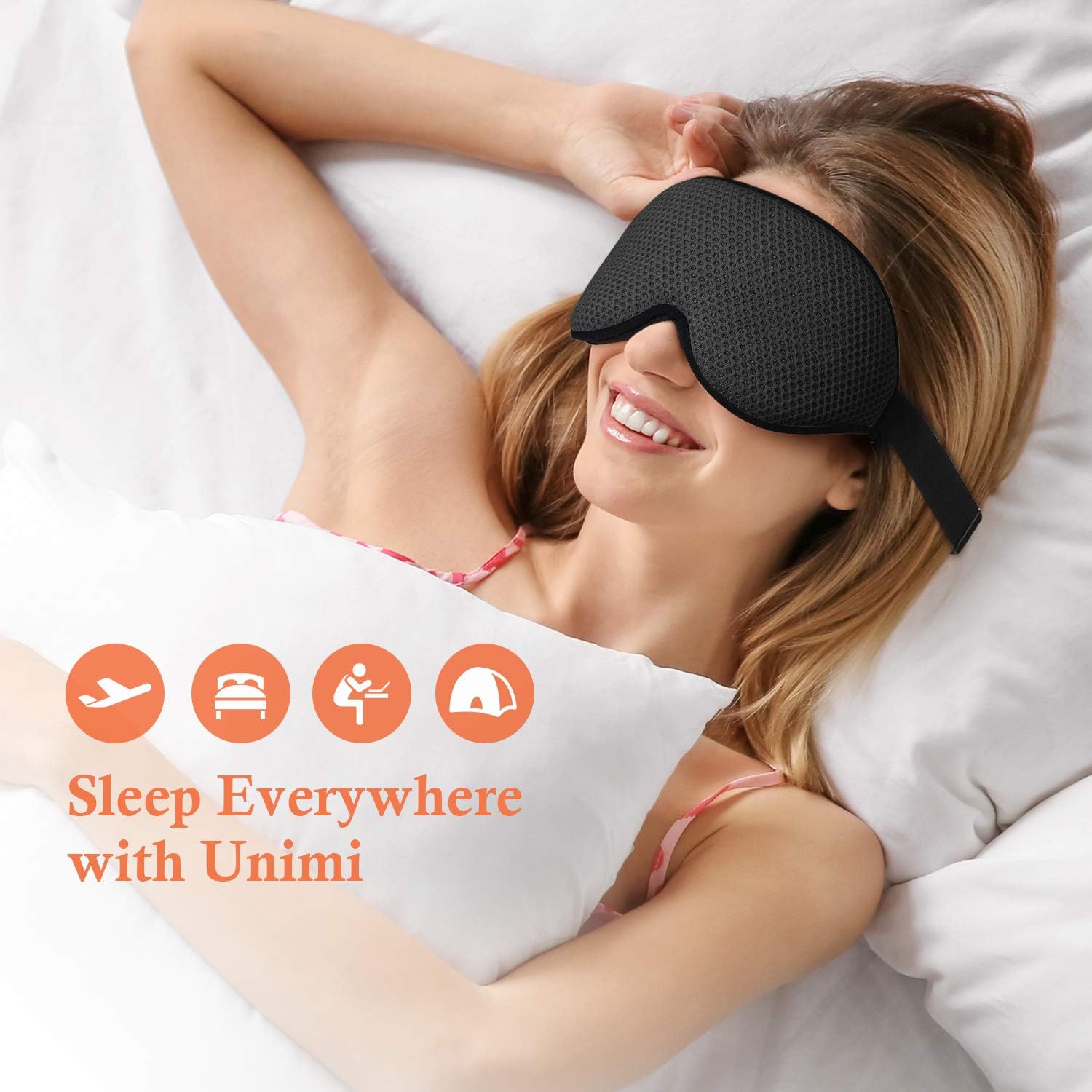 Unimi Sleep Mask 2020 3D Contoured Cup, Sleep Eye Mask for Women Men, Soft Material, Breathable Material, Molded Eye Shade Cover with Adjustable Strap for Travel, Nap(Black): Health & Personal Care
