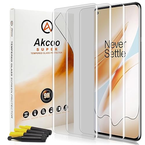 Akcoo [3 Pack OnePlus Pro Screen Protector Tempered Glass, UV Set, Full  Screen Adhesive, Scratch Repair,Sensitive Touch,Fingerprint-ID Compatible  in