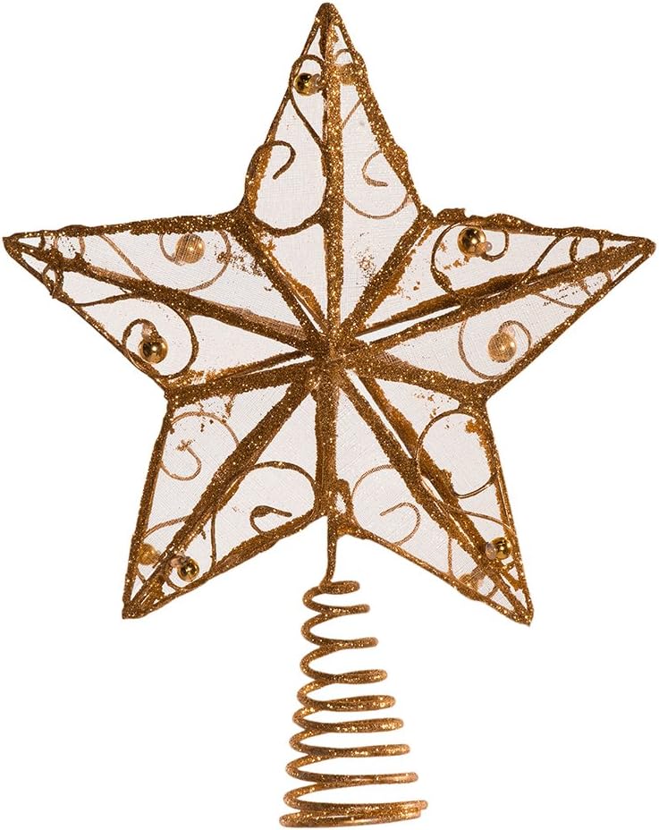 Tree Toppers - Kurt S. Adler H0086 Kurt Adler 6-1/4-Inch Gold Wire Star Treetop