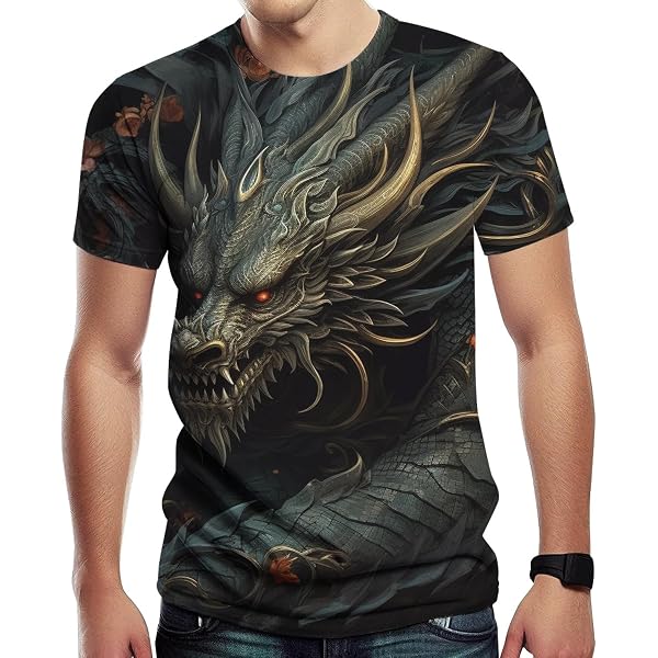 T-shirt Anime Dragon Hip-hop - Impression 3D, Manches Courtes, Unisexe Taille Régulière