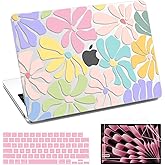 AKIT Compatible with MacBook Air 15 inch Case 2025-2022 M4 M3 M2 A3241 A3114 A2941, Laptop Hard Shell Cover with Screen&Keyboard Protector for MacBook Air 15.3" - Vivid Clear Retro Florals, Pink