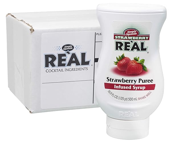 STRAWBERRY REÀL, STRAWBERRY PUREE INFUSED SYRUP, 16.9 FL OZ SQUEEZABLE BOTTLE (PACK OF 1)