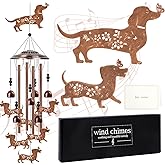 Luvsweets Dachshund Wind Chimes for Outside - Dachshund Weiner Dog Gifts for Women Men, Dog Memorial Wind Chimes for Outdoor Garden Patio Yard Decor, Houswarming Mother's Day Christmas Birthday Gifts