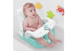 BabyBond Baby Bath Seat with Sitting & Lying 2 Modes, 3-Speed Adjustment, Powerful Suction Cups, Infant Bathtub Chair with Soft and Comfortable Towel, Folding and Hanging
