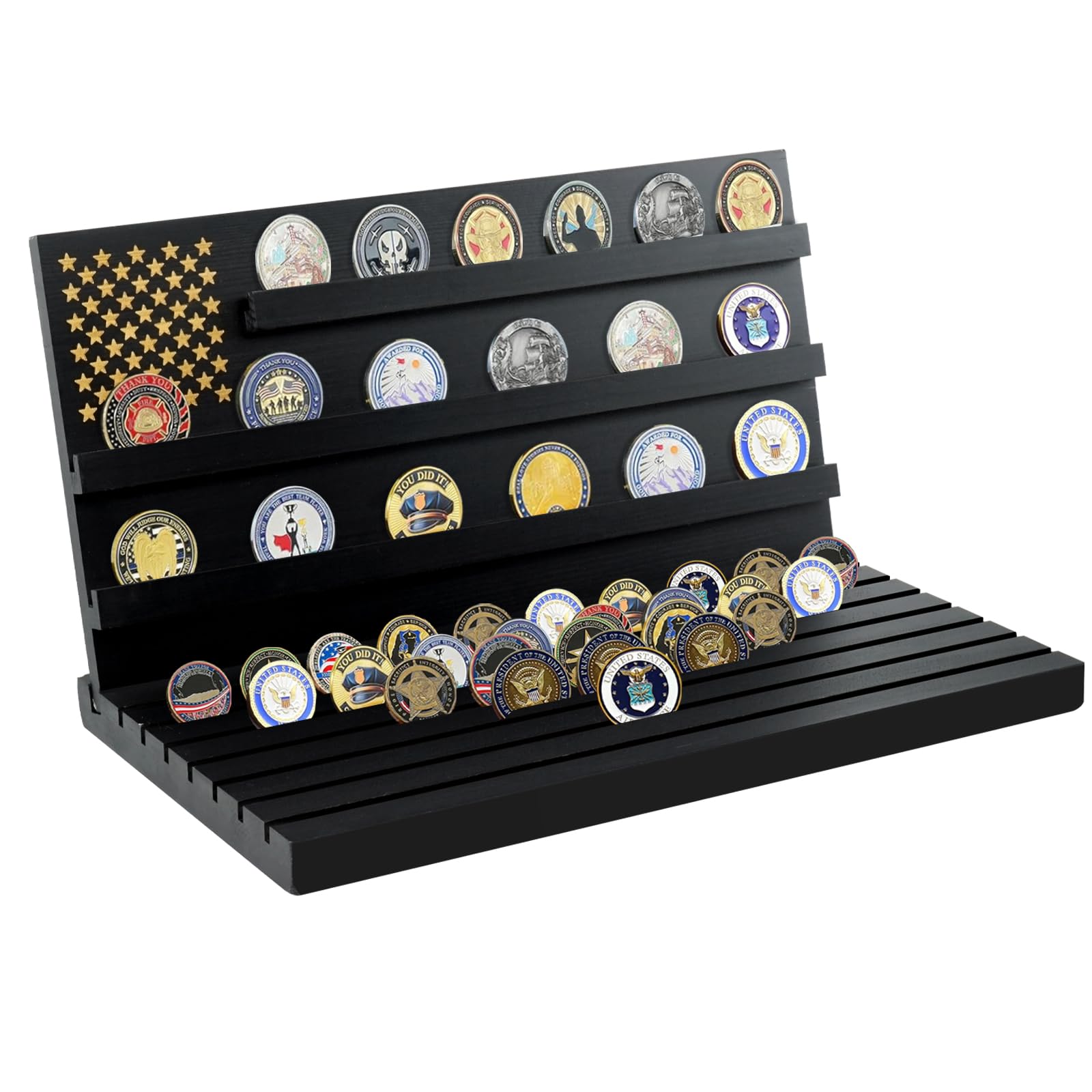 Challenge Coin Display 11 Rows Challenge Coin Holder Wooden Military ...