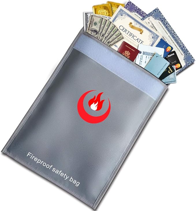 FIREGOD Fireproof Money & Document Bags 15" x 11" Double Layers Fire