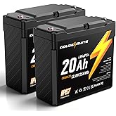 GOLDENMATE 12V 20Ah LiFePO4 Battery(2 Packs), IP67 Waterproof, 12V Lithium Battery with 5000+ Deep Cycles, Built-in BMS & Premium Battery Cells, Ideal for Solar, Marine, Fishfinder, Off-grid camping