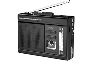 GRACIOSO Cassette to MP3 Player via SD Card Cassette Converter with AM FM Radio,Cassette Tape Recorder,USB-C/2AA Power,Support External Microphone,3.5mm Headphone Jack for Music Playback, Students
