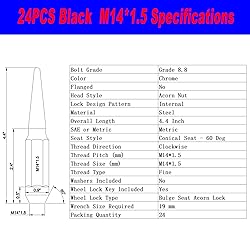 24PCS M14 x 1.5 Chrome Cone/Conical Bulge Seat