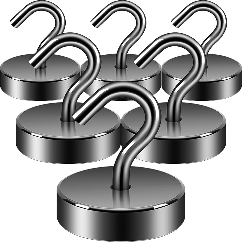 Neosmuk 60lb Extra Strong Magnetic Hook Pack of 6 Gunmetal