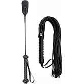 DERINODEM Horse Riding Crop Whip Set 18" 27" - Horse Set Flogger Faux Leather - Riding Whip for Horse Equestrian - English Riding Set Crop for Horses