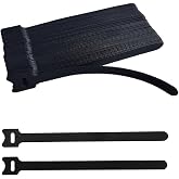 VORTALIS 8 Inches 60 PCS Black Reusable Cable Ties,Multi-purpose Adjustable Cord Straps,Cable Organizer,Cord Wrap and Hook Loop Cords Management,Adjustable Cord Ties