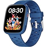 BIGGERFIVE Kids Watch No Phone Needed, 1.8" Amoled Smart Fitness Watch Pedometer, Heart Rate, Sleep Tracker, 30m Waterproof, Step Counter, Puzzle Games, 100+ Dials, Gifts for Boys Girls 5-16, Blue