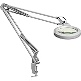 Luxo 18346LG LFM LED Illuminated Magnifier, 45" Arm, 5 Diopter, Edge Clamp, Light Gray