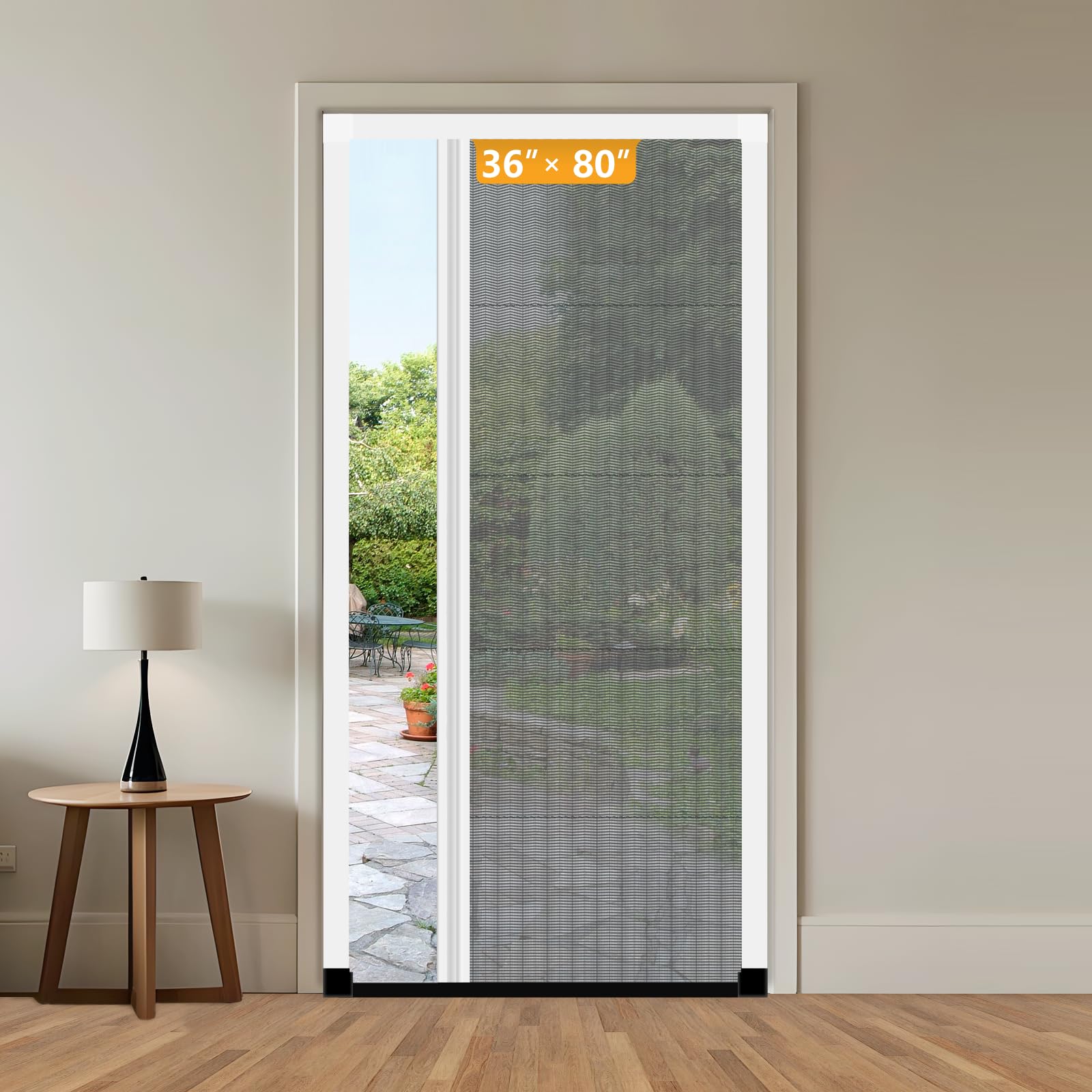 Photo 1 of Yotache Retractable Screen Door Fit 36"x80" to 36.5"x80.5" Doors, Cuttable Aluminum Frame and Foldable Invisible Mesh Keep Small Creatures Out for Front/Back Patio Sliding Door,Magnetic Closure factory sealed 