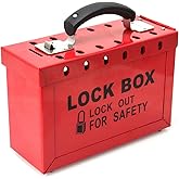 QWORK Portable Lockout Tagout Box, Group Safety Lock Box with 12 Slots, Red