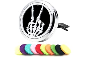 AZNECK Car Diffuser Vent Clips Aromatherapy Essential Oil Car Diffuser Vent Clip Air Freshener 10 Felt Pads Skull Gesture Car Accessories for Women Gifts