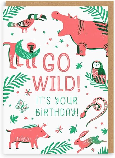 Ohh Deer Biglietto Per Compleanno Con Animali Della Giungla E Scritte In Inglese lia Unica Bianco Verde Rosso Amazon It Abbigliamento
