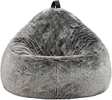 icon Cocoon Faux Fur Bean Bag Chair, Large, Arctic Grey, Comfy & Durable view 5