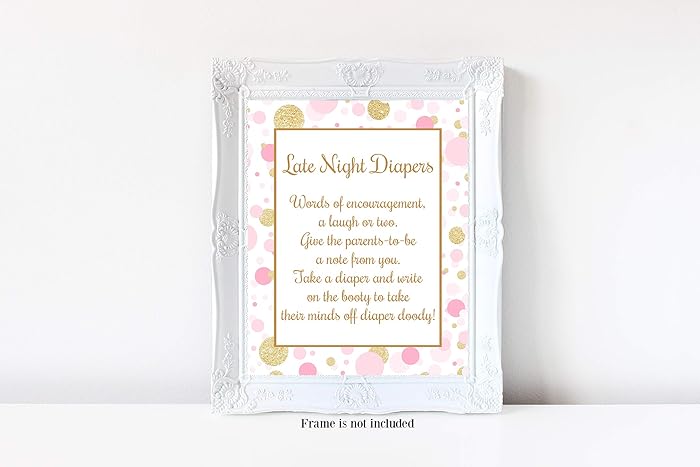 Amazon Com Pink And Gold Baby Shower Late Night Diapers Sign