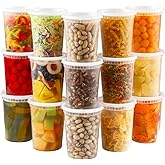 AOZITA 20 Sets 32 oz Plastic Deli Food Containers With Lids, Airtight Food Storage Containers, Freezer/Dishwasher/Microwave Safe, Soup Containers For Takeout Meal Prep Storage